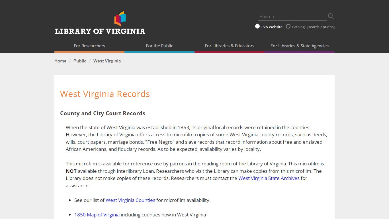 West Virginia Records - Library of Virginia